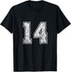 Number 14 Vintage Fourteen Sports Design T-Shirt - T-Shirt | Black