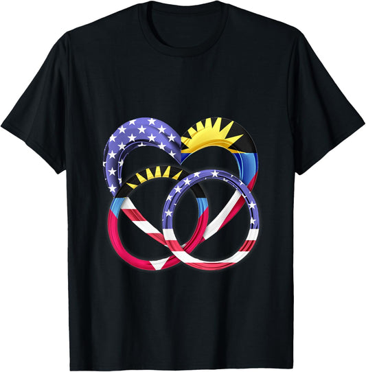 American Flag Heart Wedding Rings Marriage Antigua T-Shirt - T-Shirt | Black