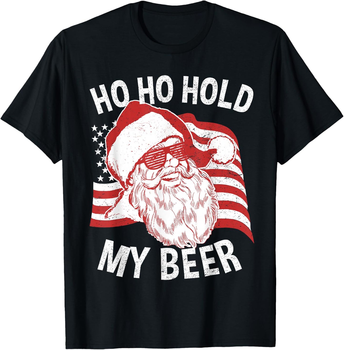 Christmas In July Shirt | Santa Ho Ho Hold My Beer T-Shirt - T-Shirt | Black