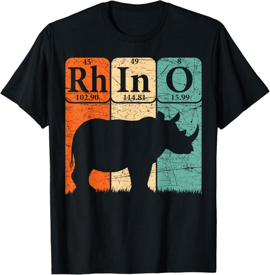 Rhino Periodic Table Elements Rhino Lover Rhinoceros Retro T-Shirt - T-Shirt | Black