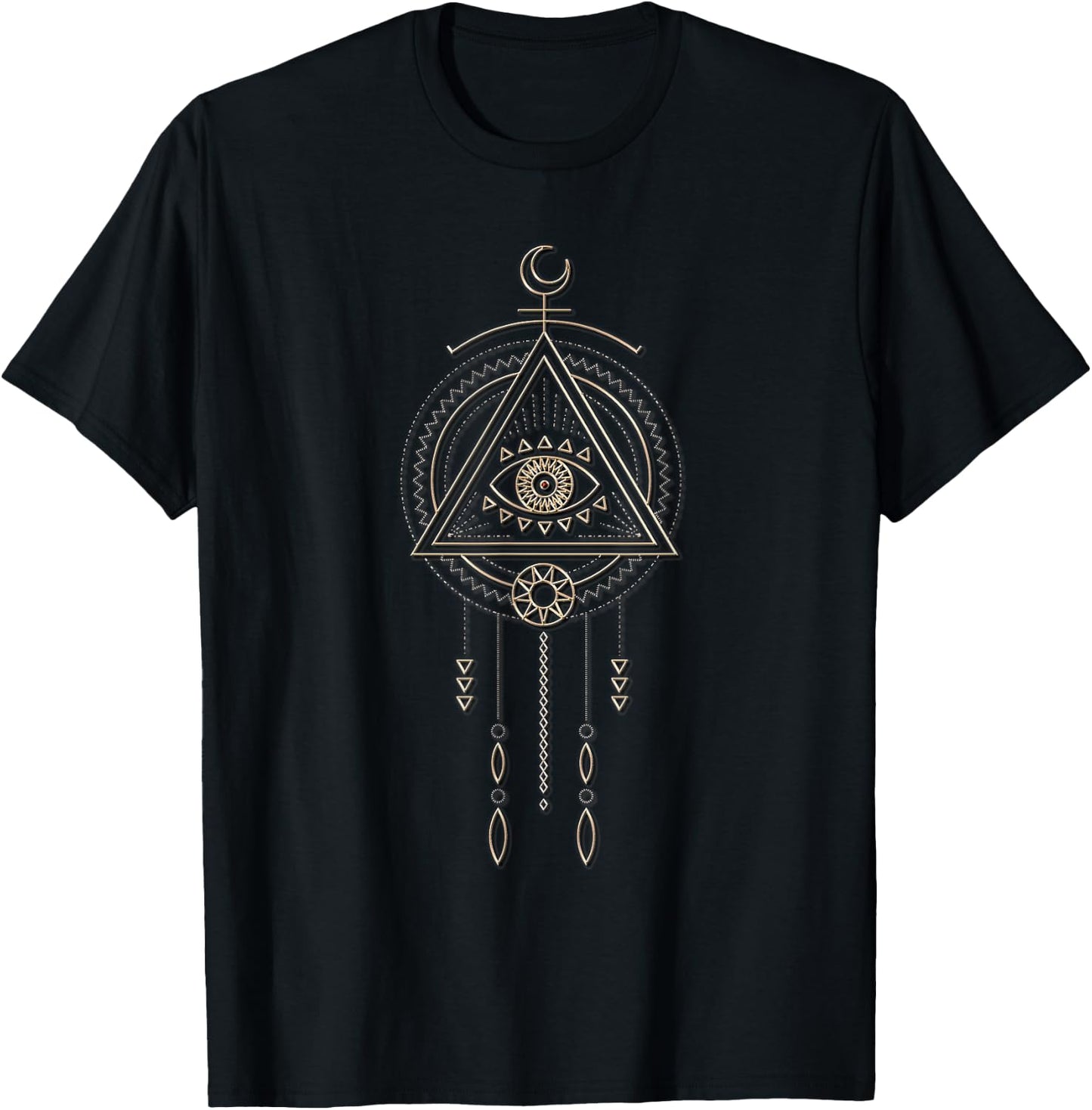Tribal Shaman Watching Eye T Shirt Mandala Sacred Geometry T-Shirt - T-Shirt | Black