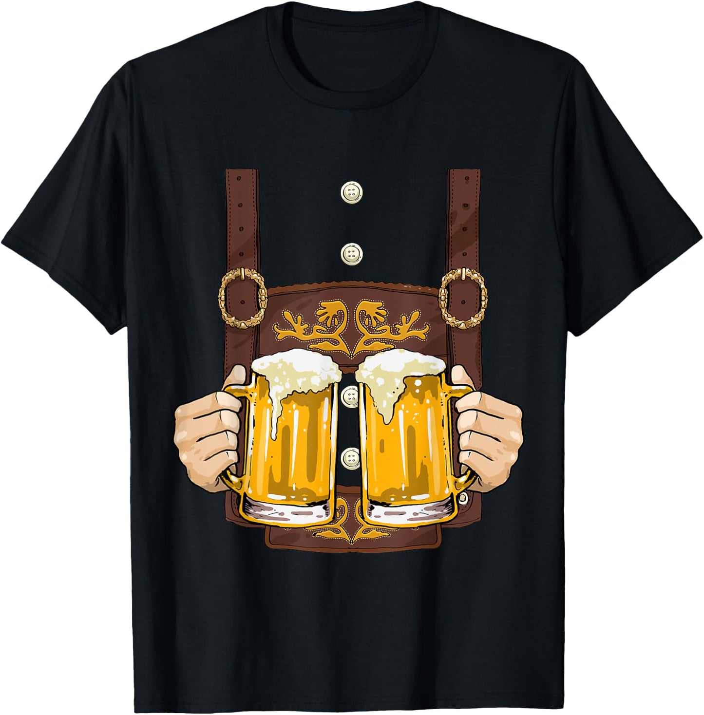 Lederhosen Costume Shirt Oktoberfest Men Cheers Beer Mug T-Shirt - T-Shirt | Black