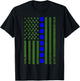 Thin Blue Line Flag Irish American St Patricks Day T Shirt T-Shirt - T-Shirt | Black