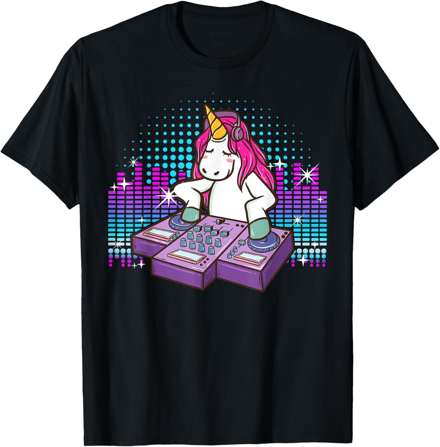 Fun DJ Shirt Unicorn T Shirts DJ Turntable Shirt Rave Shirt T-Shirt - T-Shirt | Black