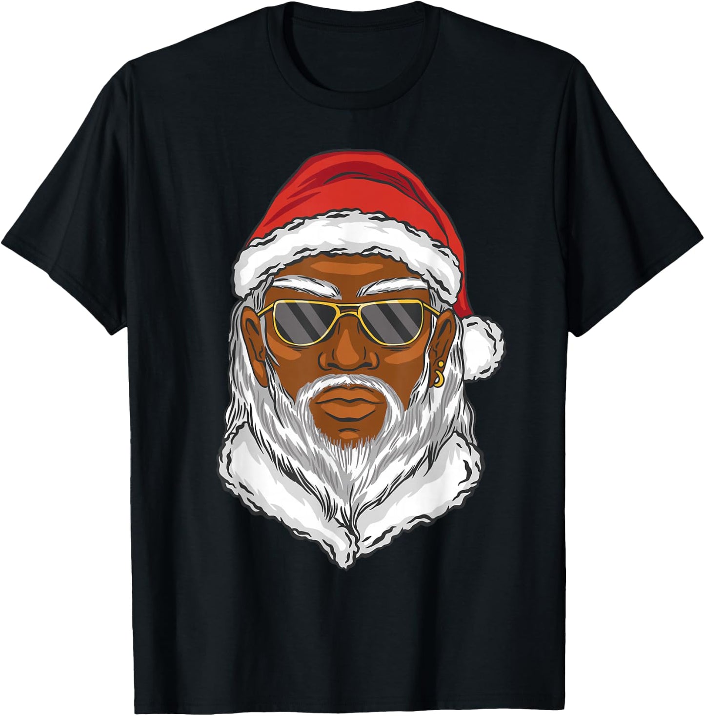 Black African American Santa Christmas Xmas Humor Men Women T-Shirt - T-Shirt | Black