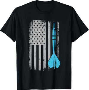 Throwing Darts - Vintage USA American Flag for Dart Players T-Shirt - T-Shirt | Black