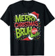 Merry Christmas Bruh Green Hand Santa Hat Xmas Family Pjs T-Shirt - T-Shirt | Black