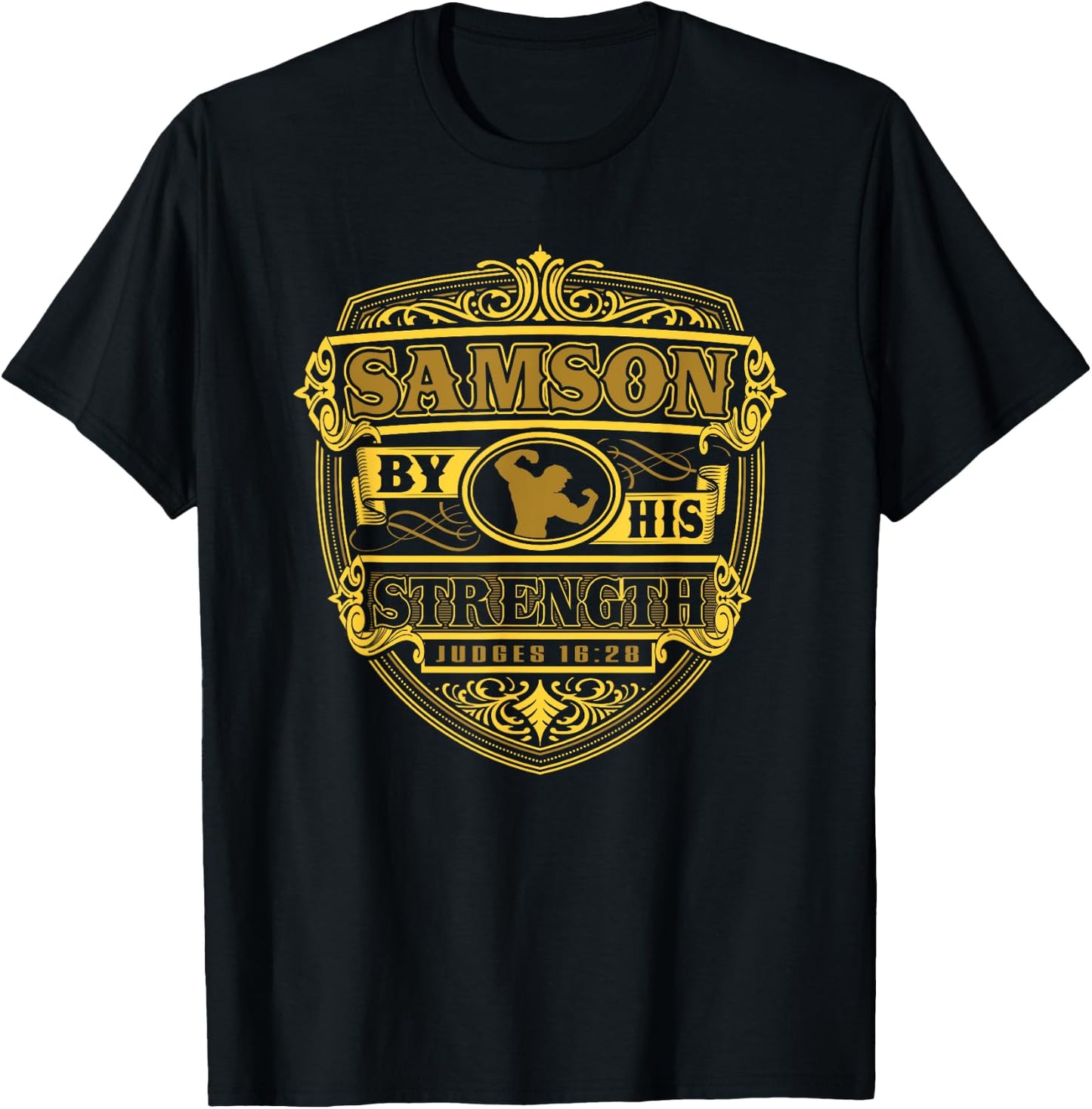 Jesus Shirt - Samson By His Strength T-Shirt - T-Shirt | Black