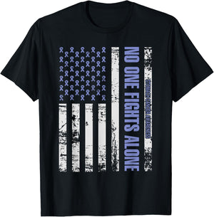 No one Fights alone Stomach Cancer awareness Shirt T-Shirt - T-Shirt | Black