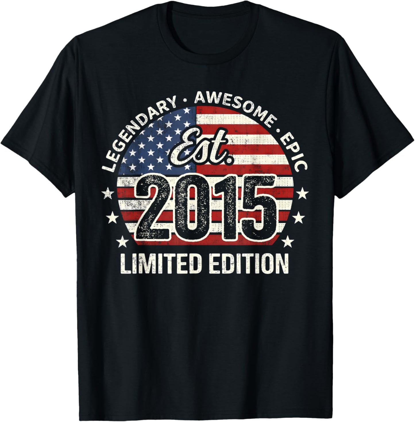 11th Birthday 11yr Men Vintage 2015 11 Years Old USA Flag T-Shirt - T-Shirt | Black
