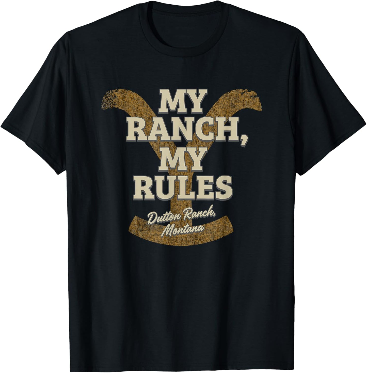 Yellowstone My Ranch My Rules Dutton Ranch Big Chest Logo T-Shirt - T-Shirt | Black