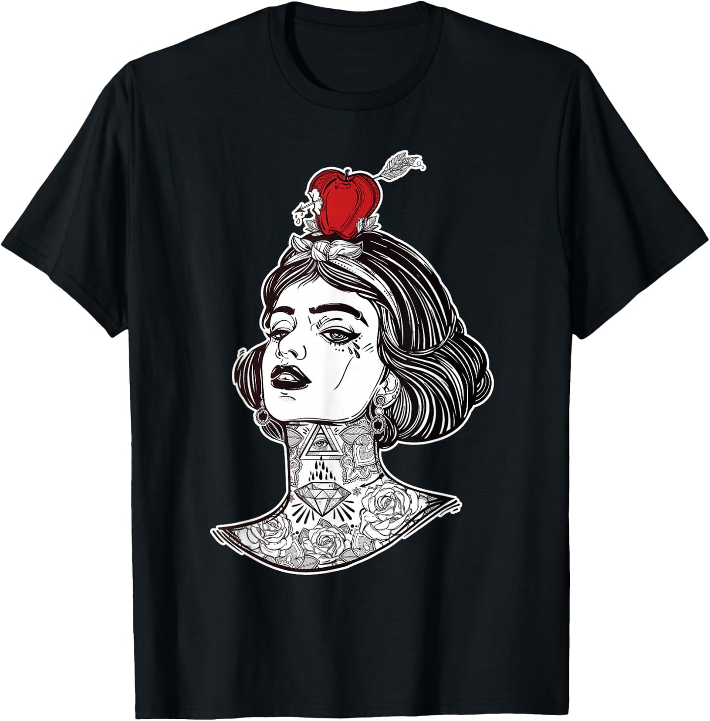 Red Apple Arrow Aim - William Tell Pin-Up Tattoo T-Shirt - T-Shirt | Black