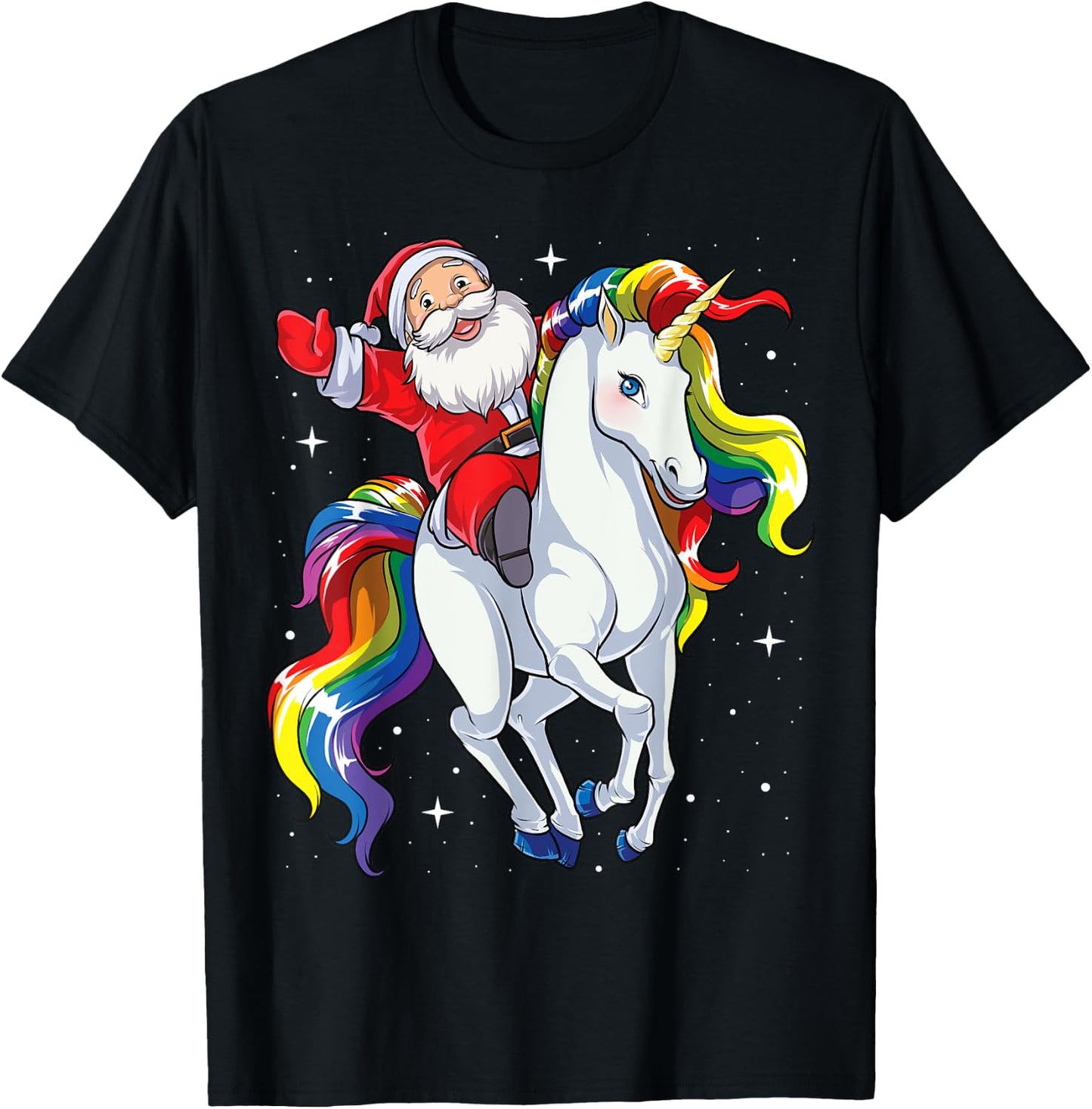 Christmas Santa Riding Unicorn Xmas Gifts Girls Kids Women T-Shirt - T-Shirt | Black