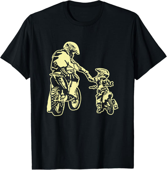 Father and Son Dirt Bike Racer Dirt Road Racing Motorcycle T-Shirt - T-Shirt | Black