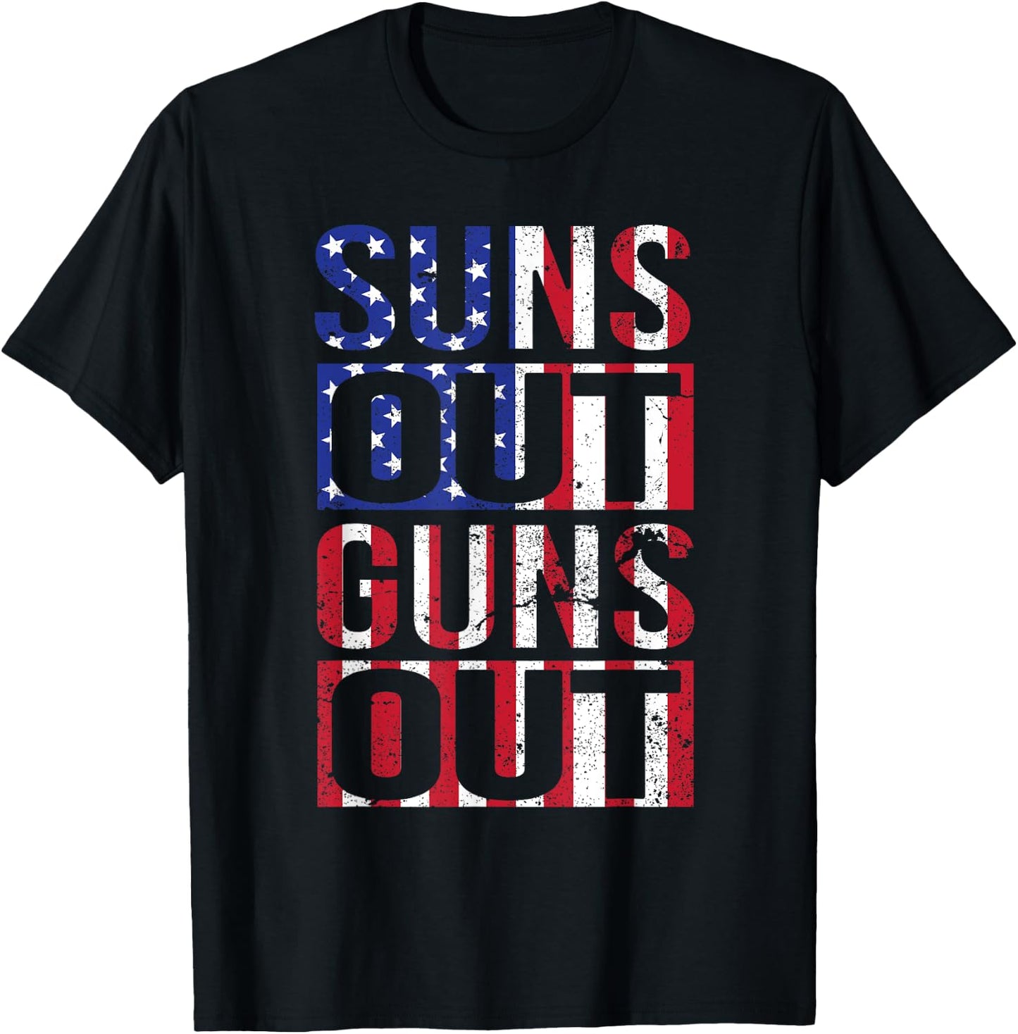 Suns Out Guns Out Funny Fourth Of July Muscles T-Shirt - T-Shirt | Black
