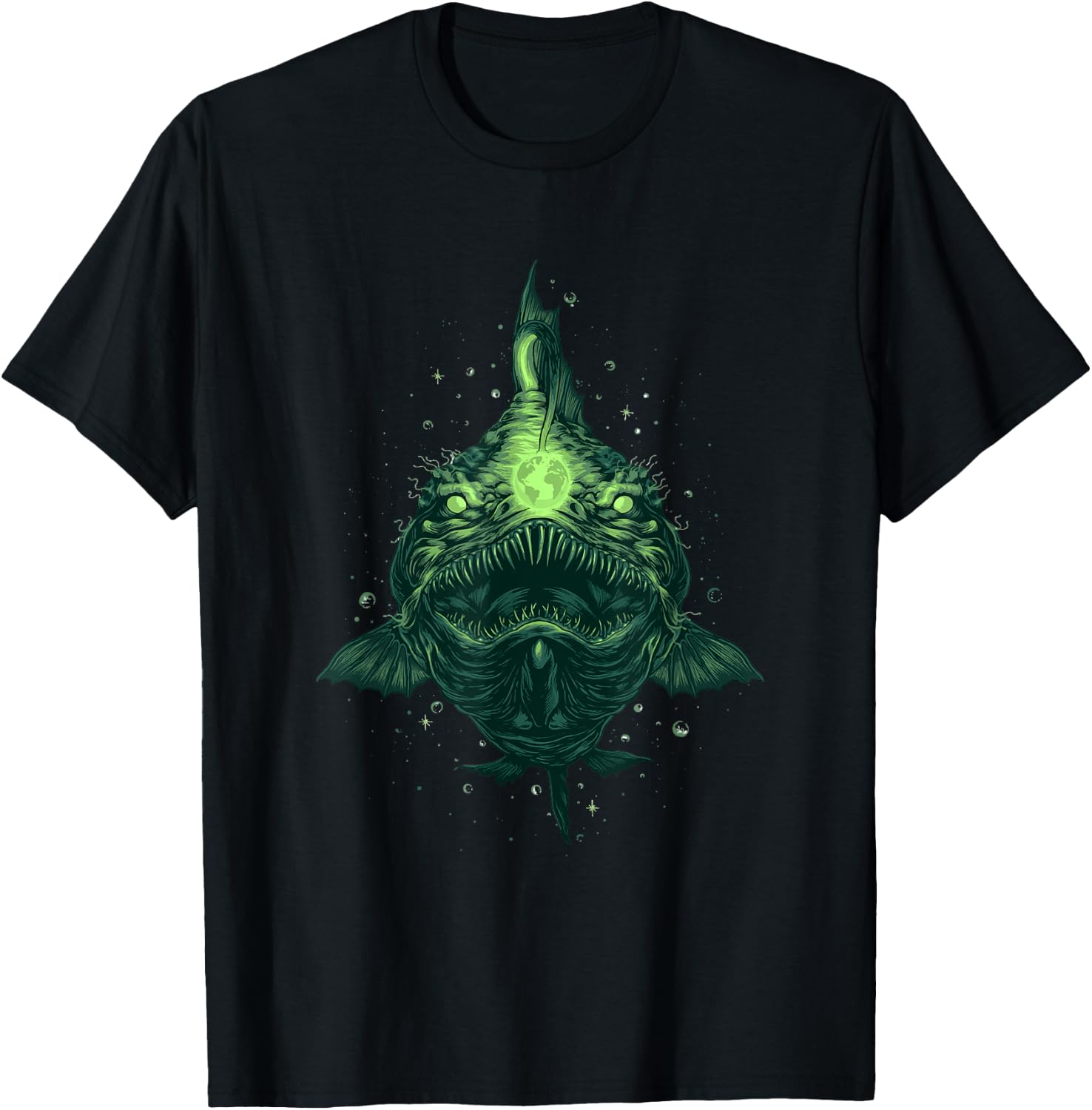 Anglerfish Earth Deep Sea Creature Angler Fish Sea Monster T-Shirt - T-Shirt | Black