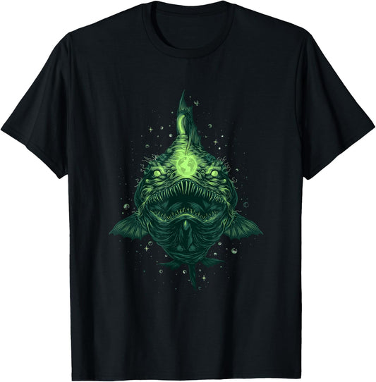 Anglerfish Earth Deep Sea Creature Angler Fish Sea Monster T-Shirt - T-Shirt | Black