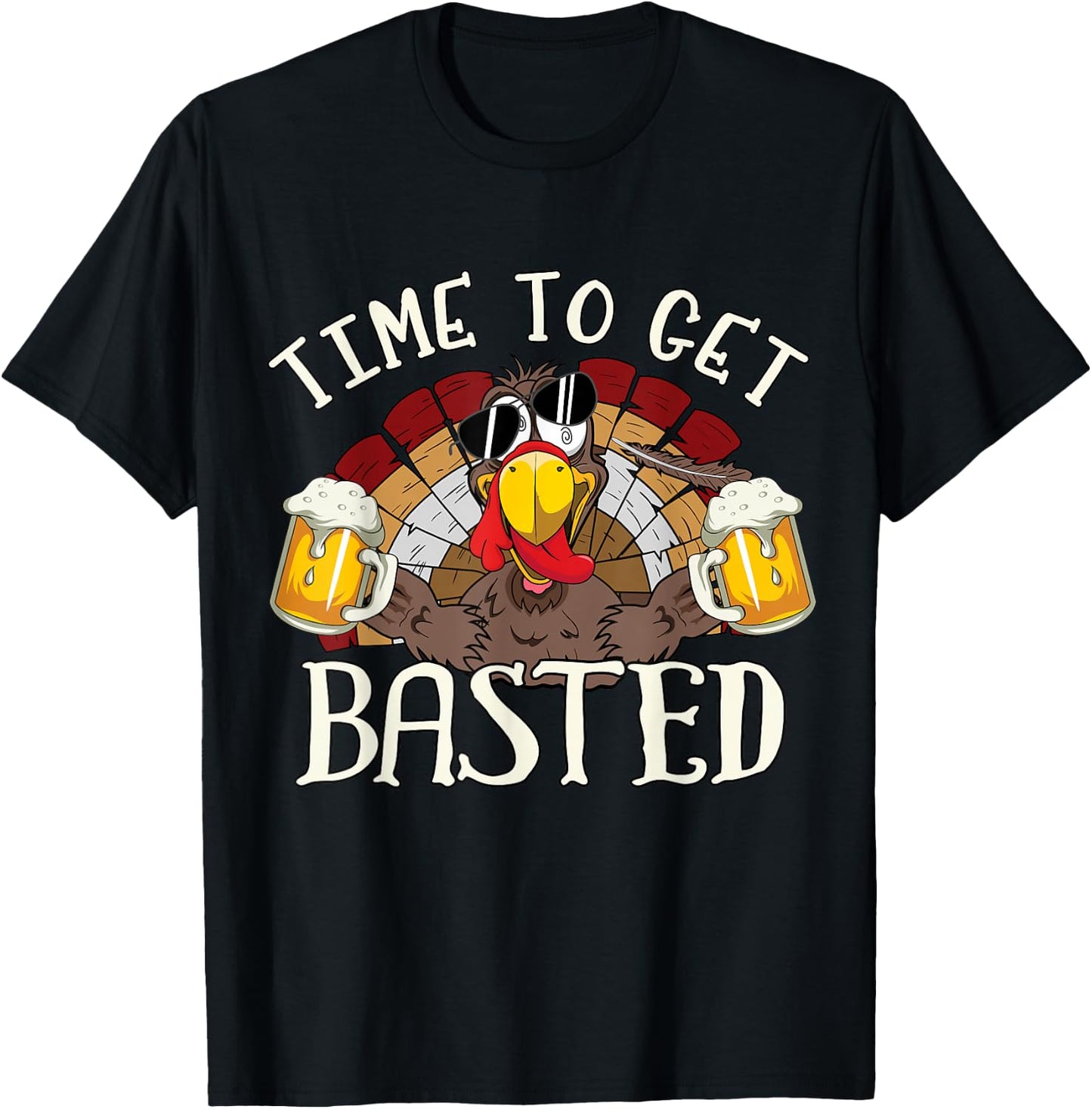 Time To Get Basted Shirt - Let's Get Adult Turkey Costume T-Shirt - T-Shirt | Black