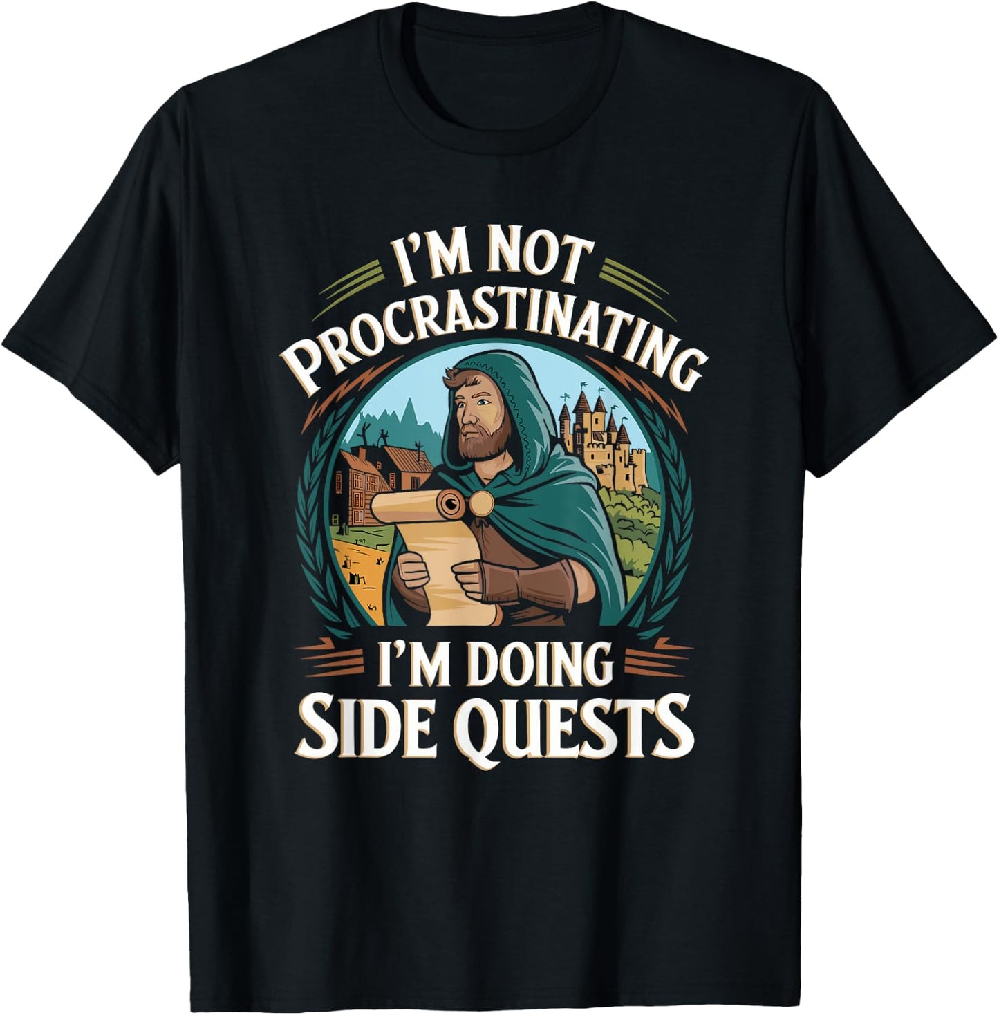I'm Not Procrastinating Funny Side Quests Gamer T-Shirt - T-Shirt | Black