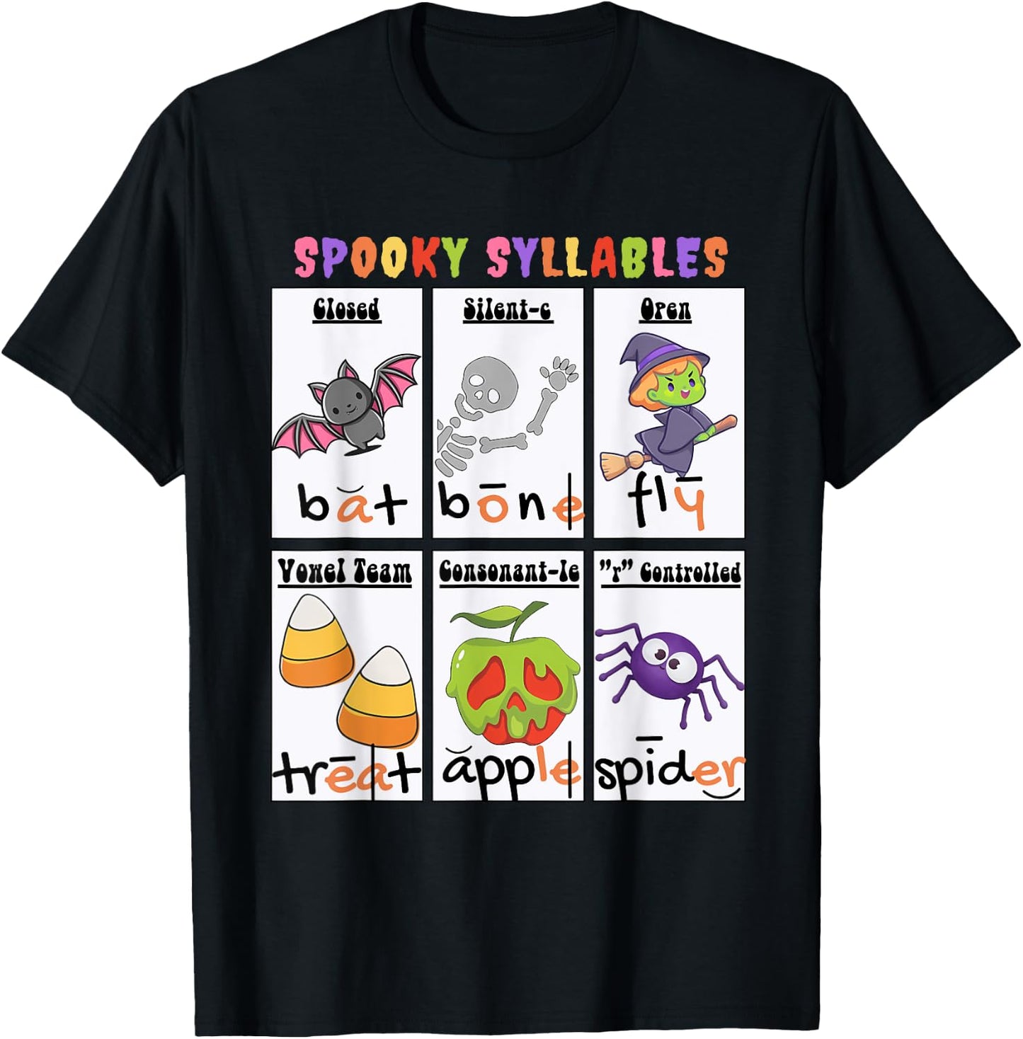 Spooky Syllables Funny Halloween T-Shirt - T-Shirt | Black