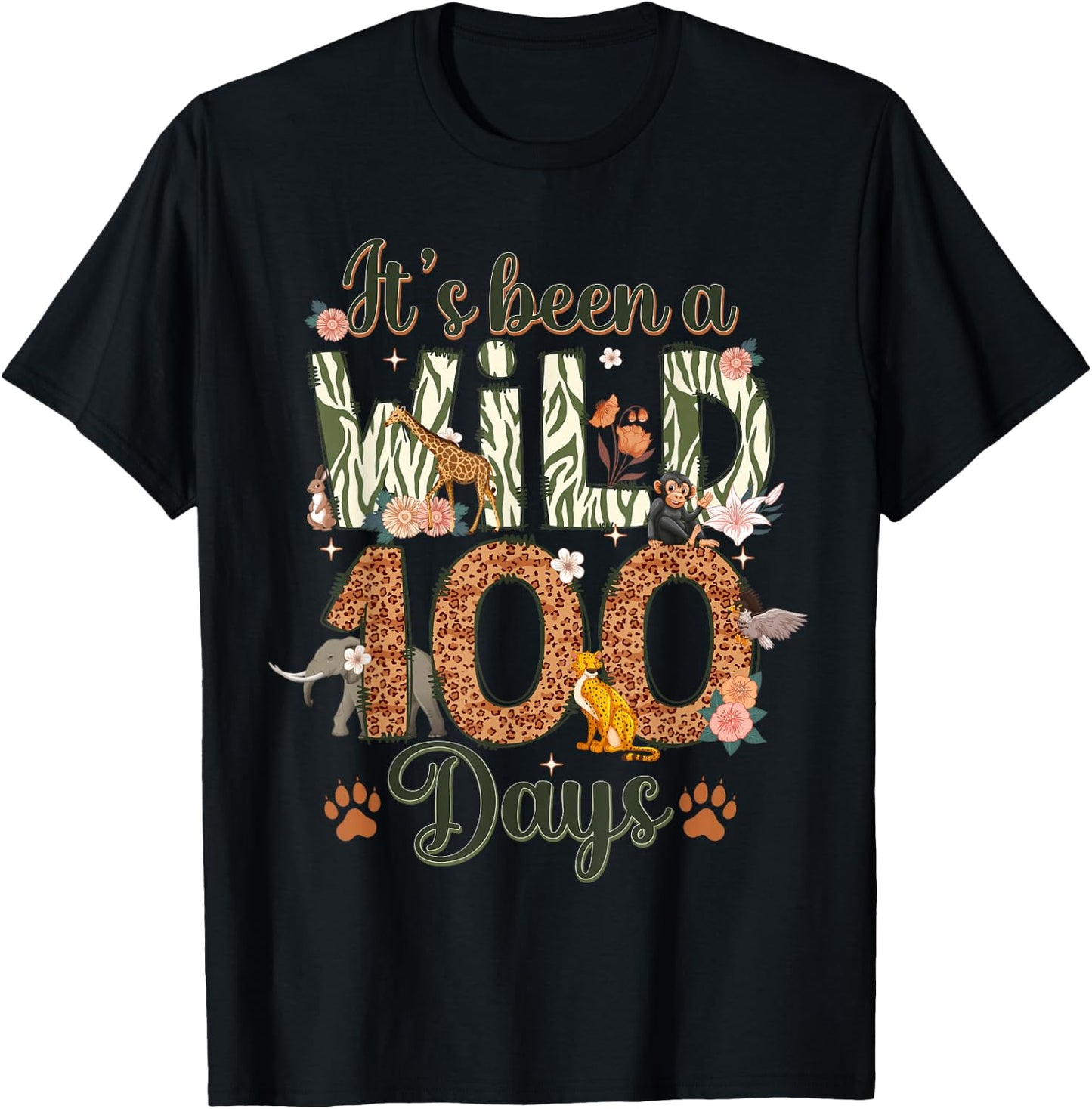 It’s Been A Wild 100 Days Funny School Celebration Student T-Shirt - T-Shirt | Black
