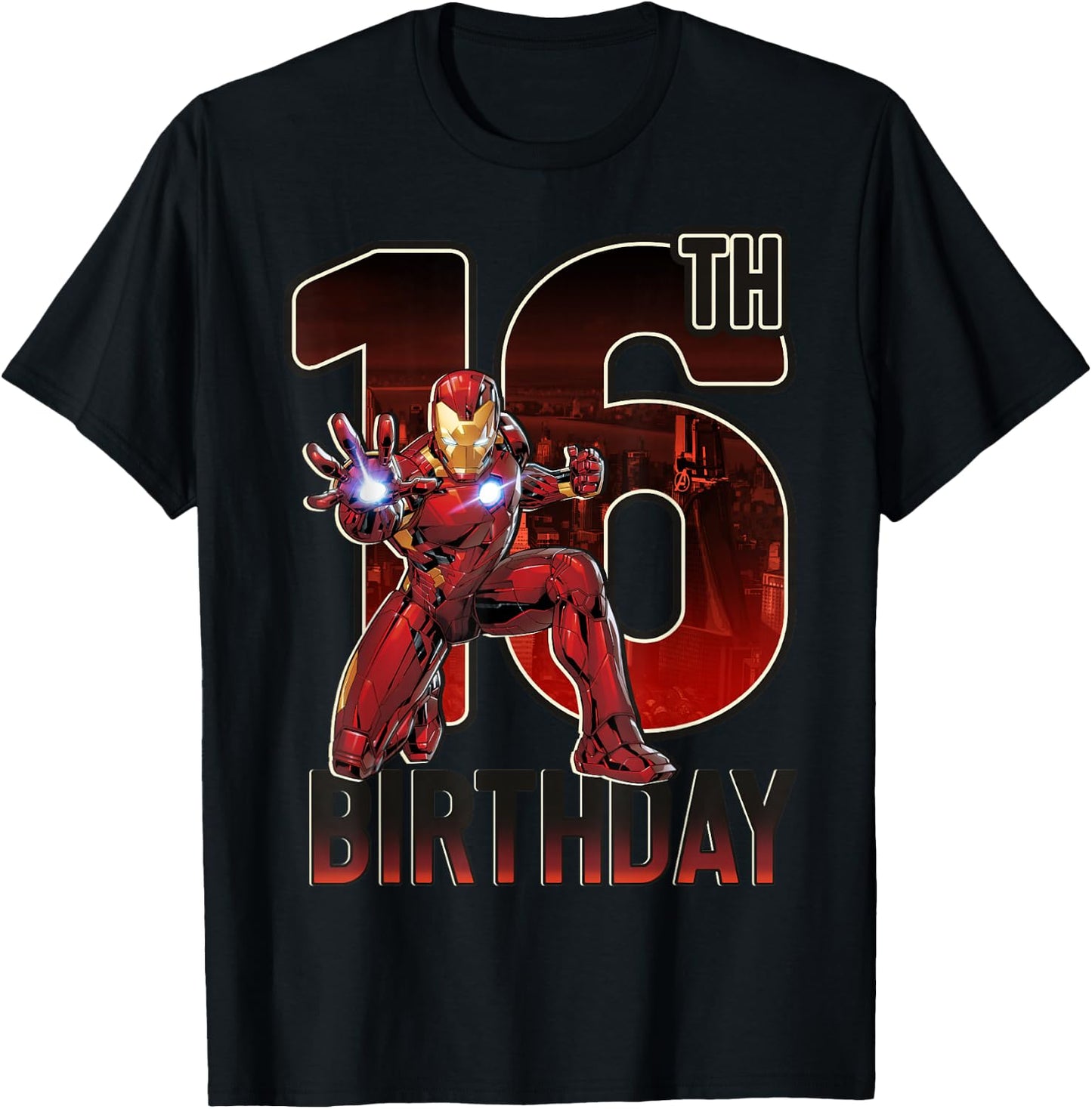 Marvel Iron Man 16th Birthday Action Pose Graphic T-Shirt - T-Shirt | Black
