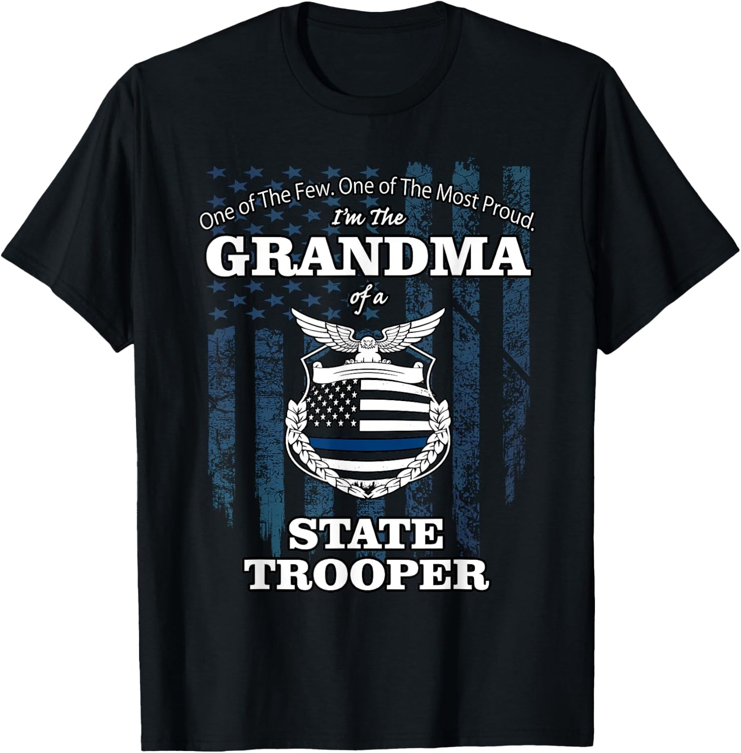 State police badge - proud state trooper grandma T-Shirt - T-Shirt | Black