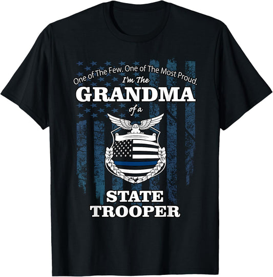 State police badge - proud state trooper grandma T-Shirt - T-Shirt | Black
