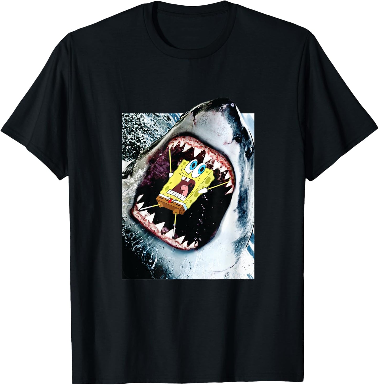Shark Eating Spongebob Squarepants T-Shirt - T-Shirt | Black