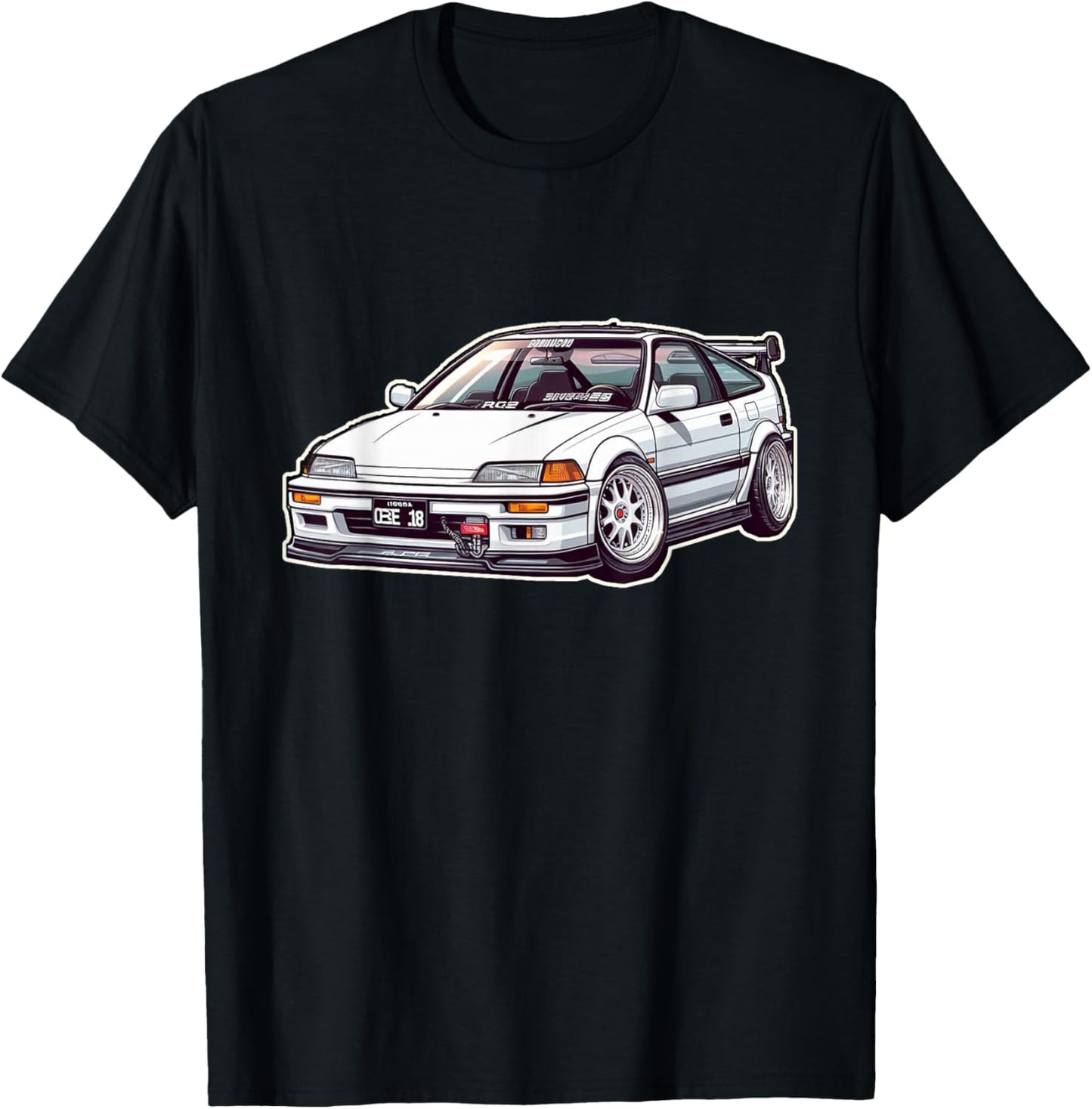 Jdm Euro Car Scene CR-X Hatch DOHC b16 Tuning Drift Import T-Shirt - T-Shirt | Black