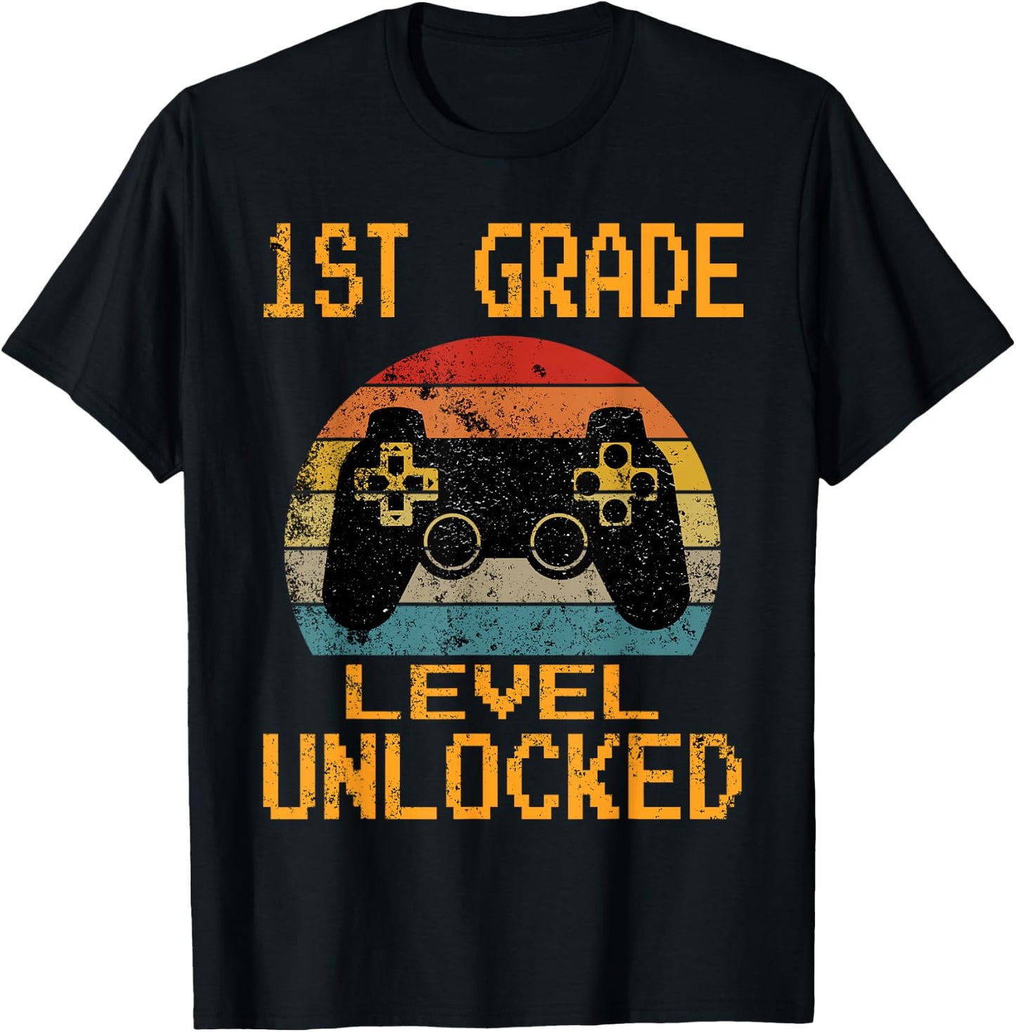 First Grade Level Unlocked Gamer 1st Day Of School Boys T-Shirt - T-Shirt | Black