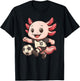 Cute Axolotl Soccer Player Cartoon Mexican Walking Fish T-Shirt - T-Shirt | Black