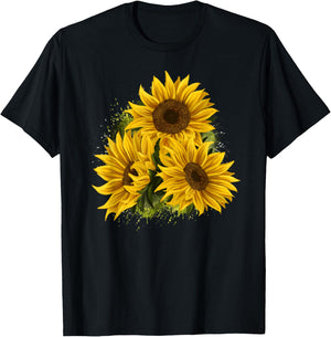 Yellow Sunflower Floral Watercolor Positivity T-Shirt - T-Shirt | Black