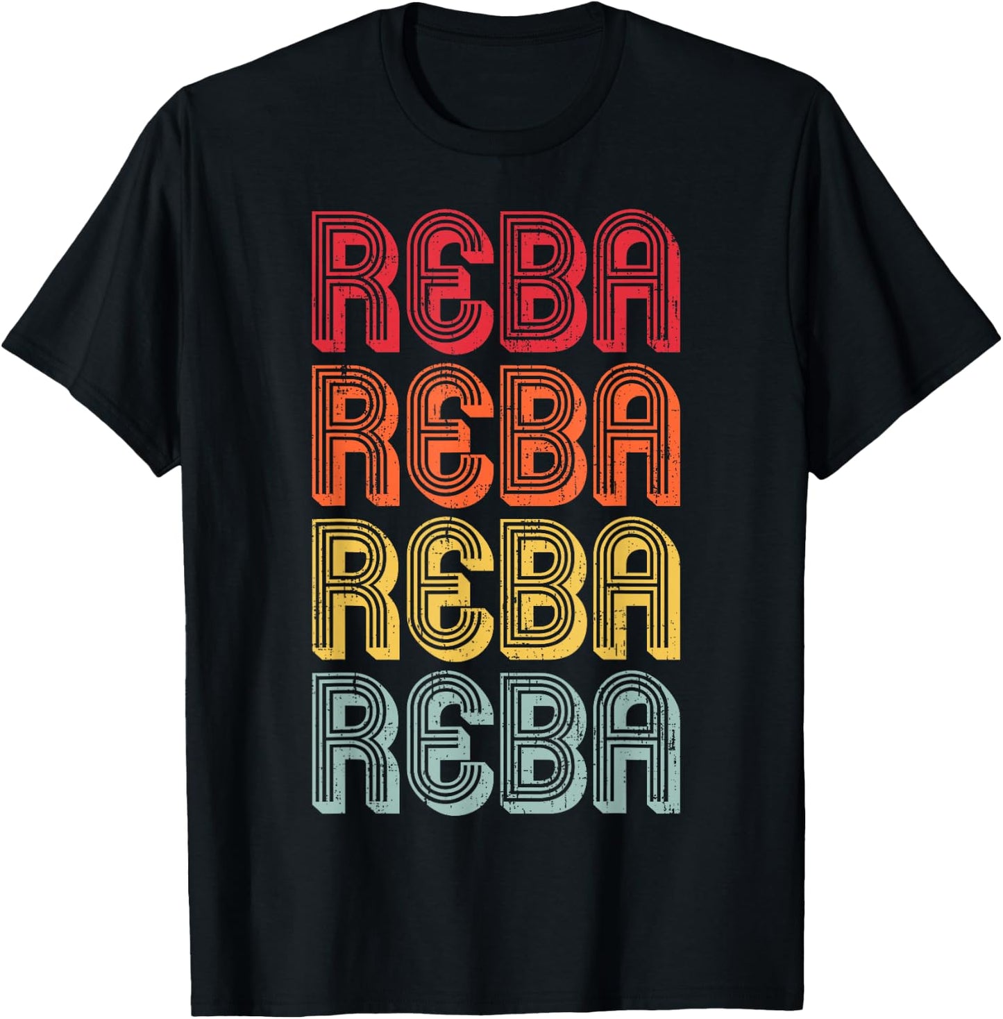 Vintage Reba Name Retro Style 70s 80s First Women T-Shirt - T-Shirt | Black