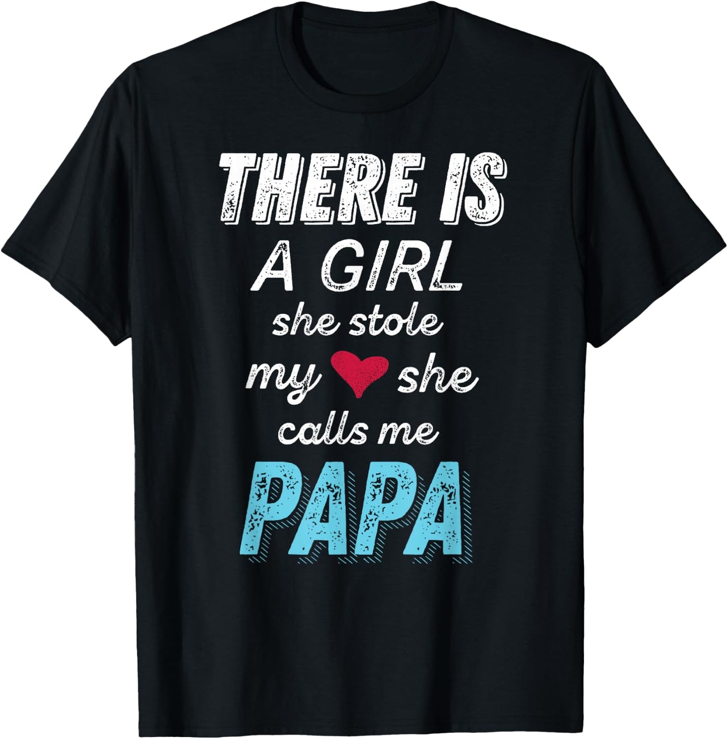 Papa Shirts from Granddaughter, She Stole My Heart T-Shirt - T-Shirt | Black