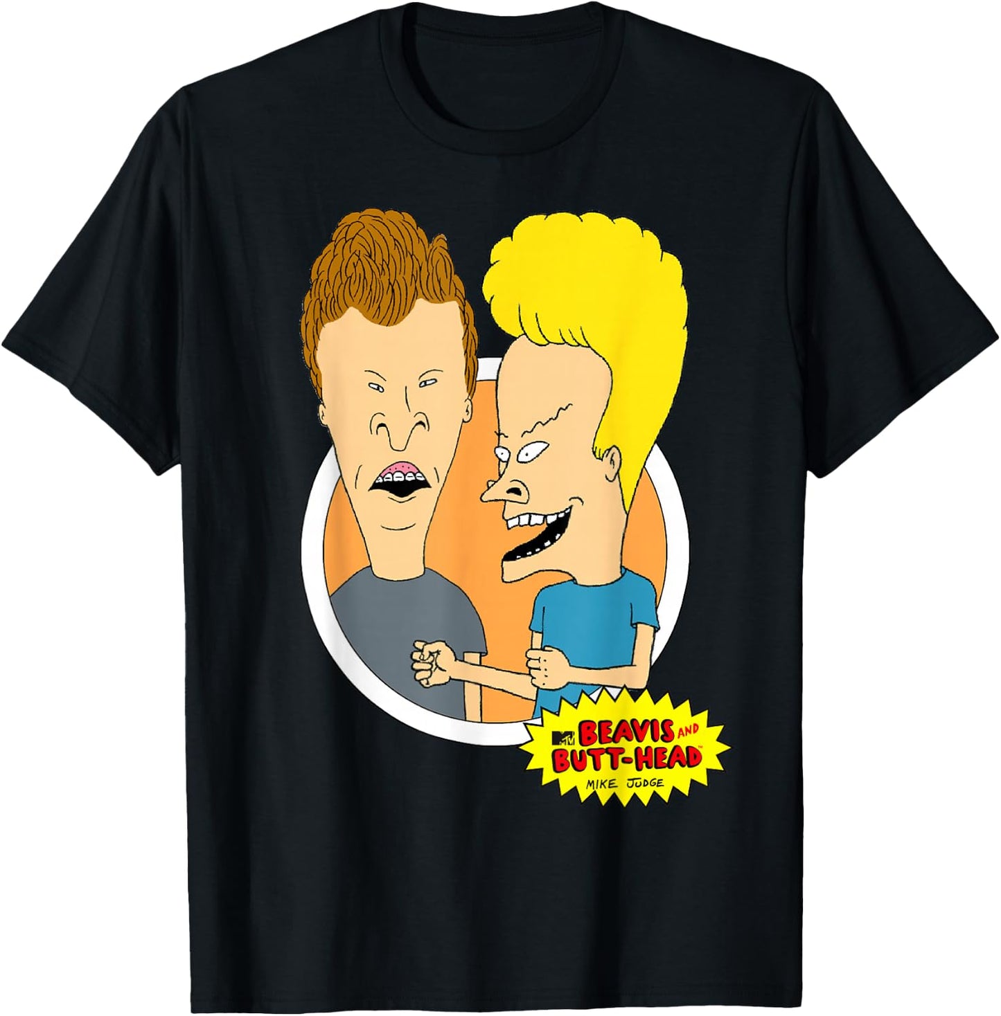 Beavis and Butt-Head Classic Circle Portrait T-Shirt - T-Shirt | Black