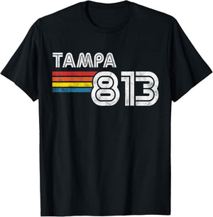 Vintage Tampa | Proud 813 State Of Florida Gift T-Shirt - T-Shirt | Black