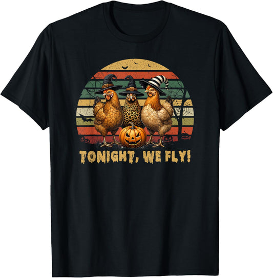 Tonight We Fly Halloween Chicken Fall Farm Animals Spooky T-Shirt - T-Shirt | Black