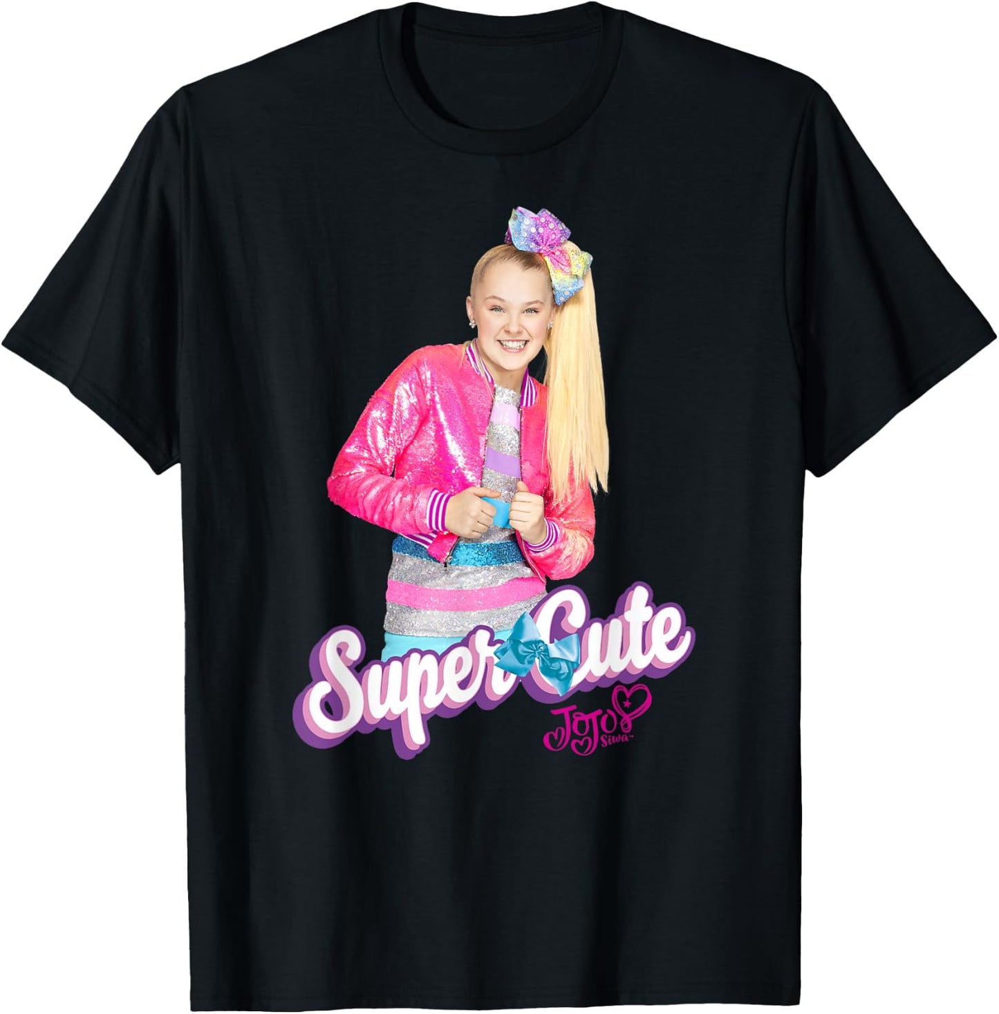 Nickelodeon JoJo Siwa Super Cute Pink Jacket Portrait T-Shirt - T-Shirt | Black