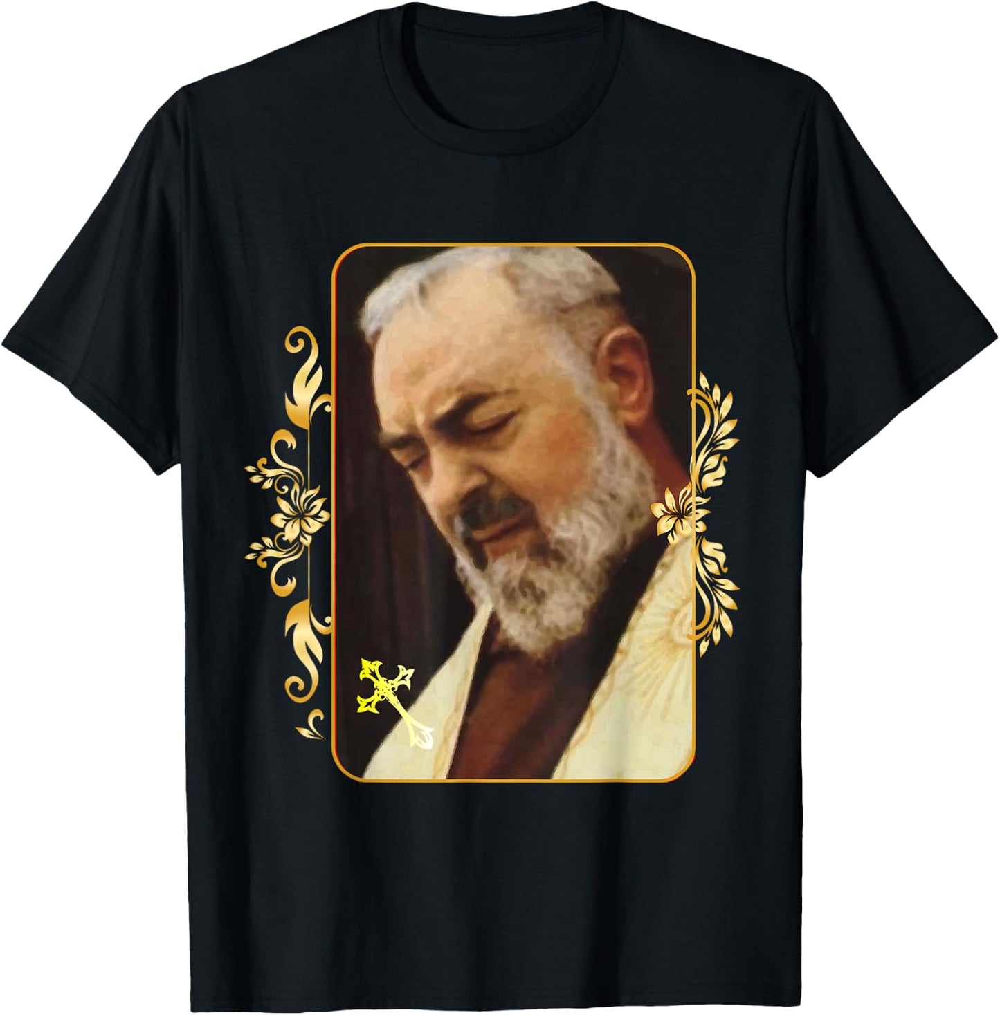 Religious Catholic St Padre Pio Of Pietrelcina T-Shirt - T-Shirt | Black