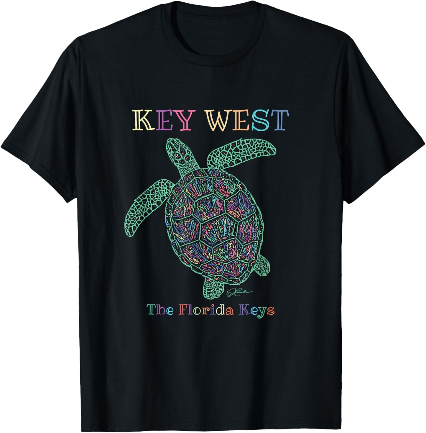 JCombs: Key West, The Florida Keys, Sea Turtle T-Shirt - T-Shirt | Black