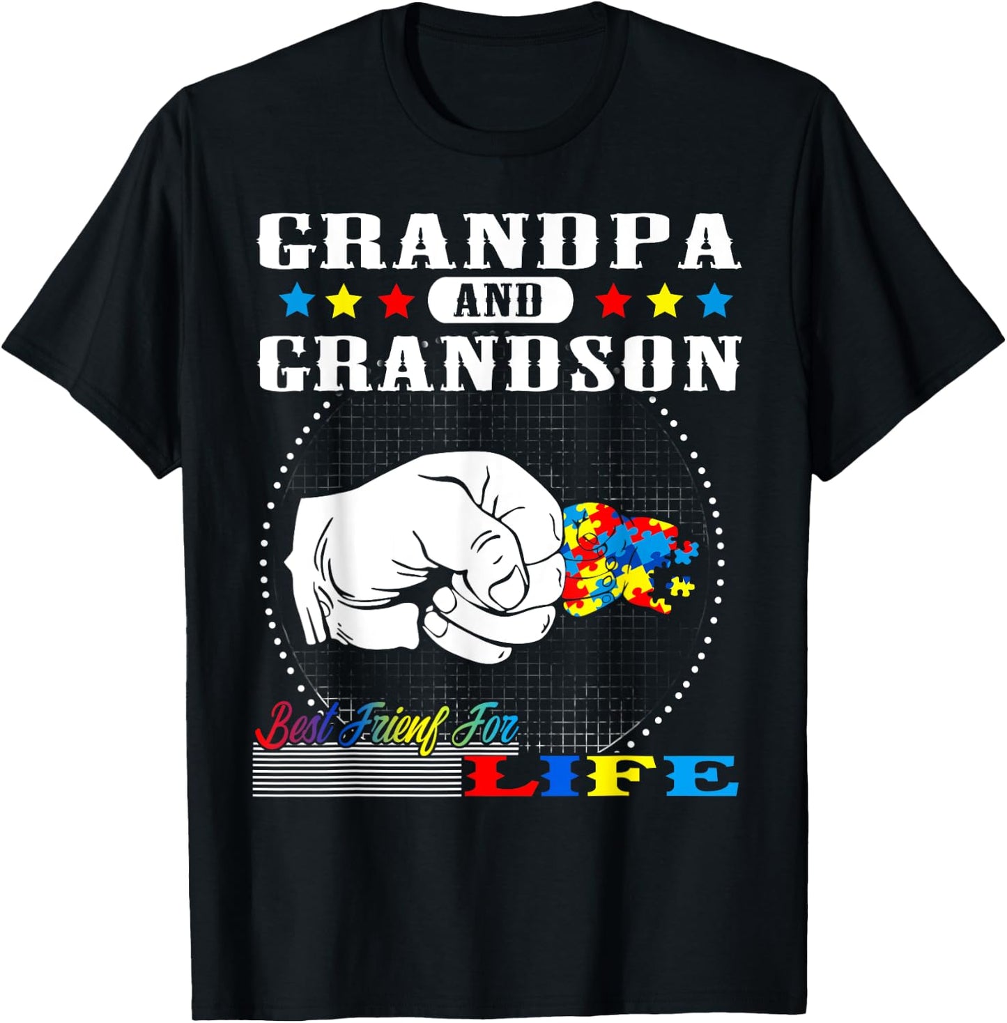 Autism Awareness Grandpa Grandson Best Friend for Life Gift T-Shirt - T-Shirt | Black
