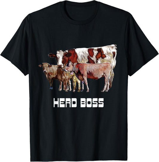 Herd Boss Big Cow Leader of the Pack Xmas Gift T-Shirt - T-Shirt | Black