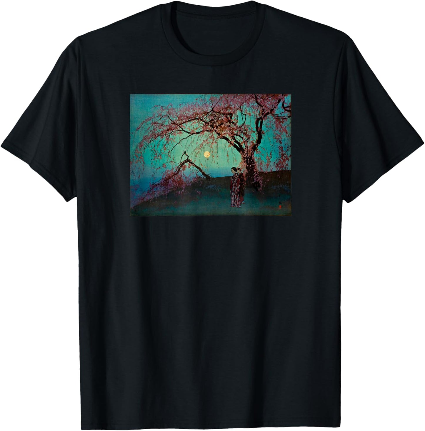 Japanese Art Hiroshige Woodblock Art Classic Print Retro T-Shirt - T-Shirt | Black