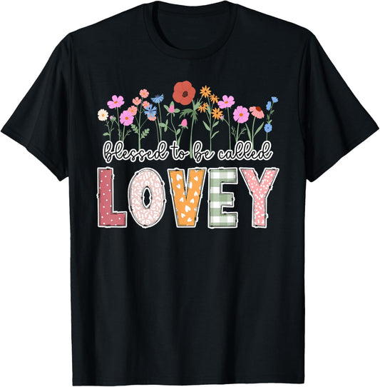 Blessed to Be Called Lovey Grandma Lovey Grandmother T-Shirt - T-Shirt | Black
