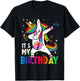 7 Years Old Girl Kid 7th Birthday Gift Dabbing Unicorn T-Shirt - T-Shirt | Black