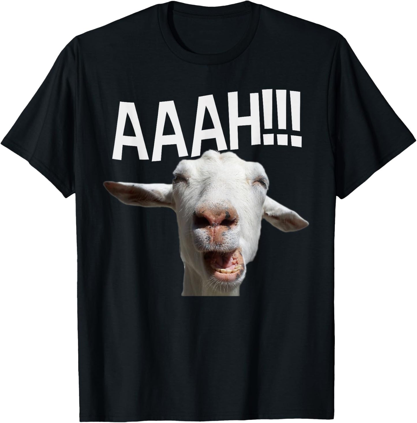 Halloween Screaming Goat AAAH!!! Funny Crazy Goat Print T-Shirt - T-Shirt | Black