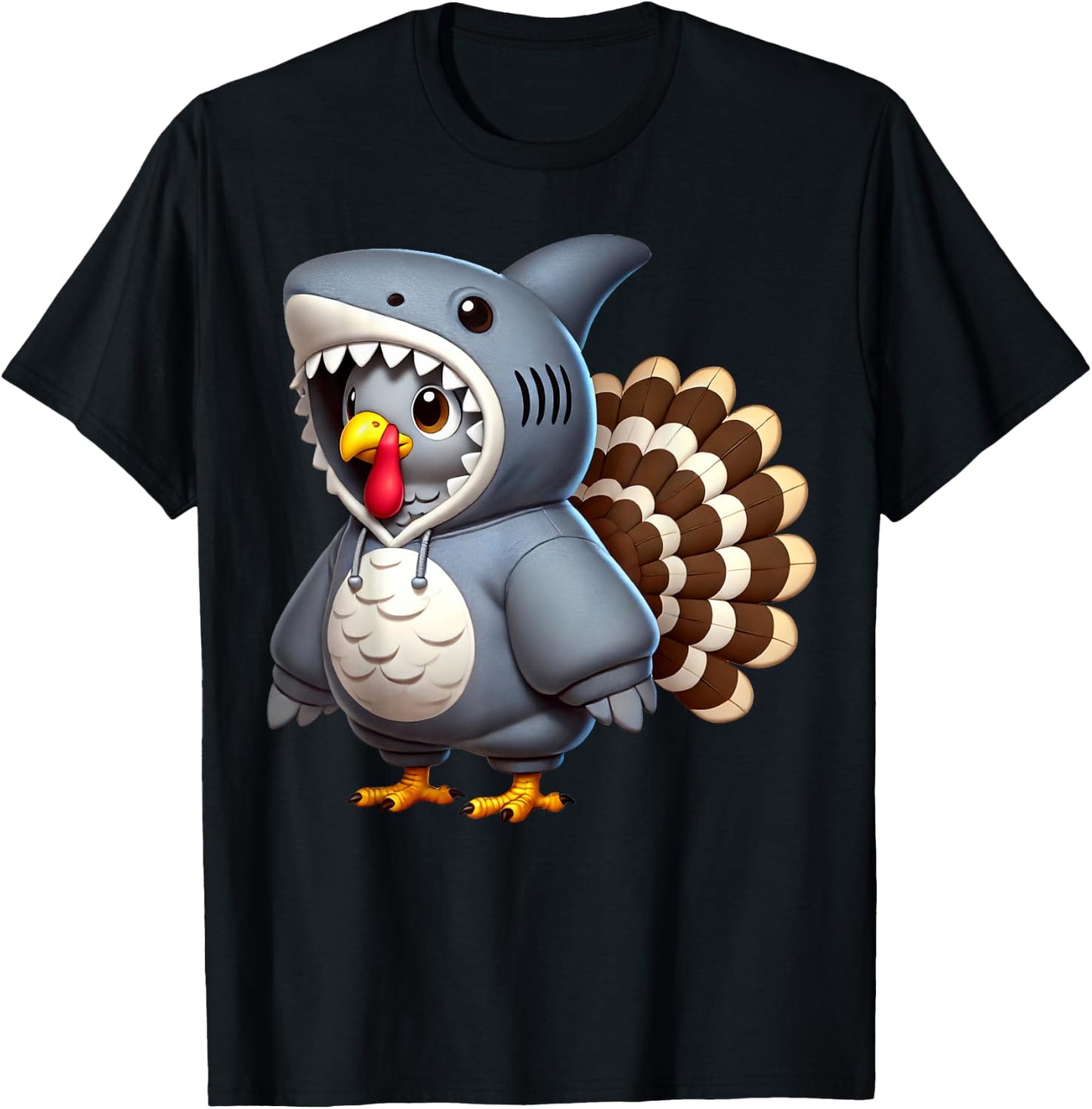 Turkey Dressed Shark Thanksgiving Parties Turkey Day 2024 T-Shirt - T-Shirt | Black