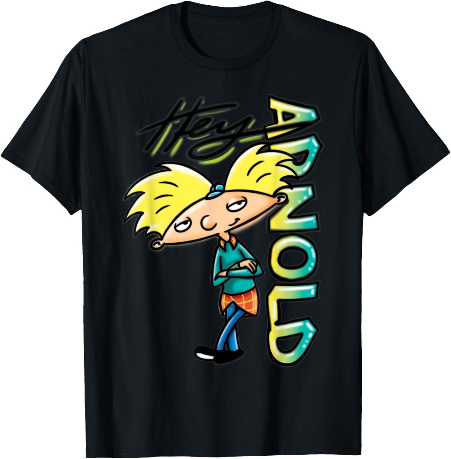 Nickelodeon Hey Arnold Character Grafitti Logo T-Shirt - T-Shirt | Black