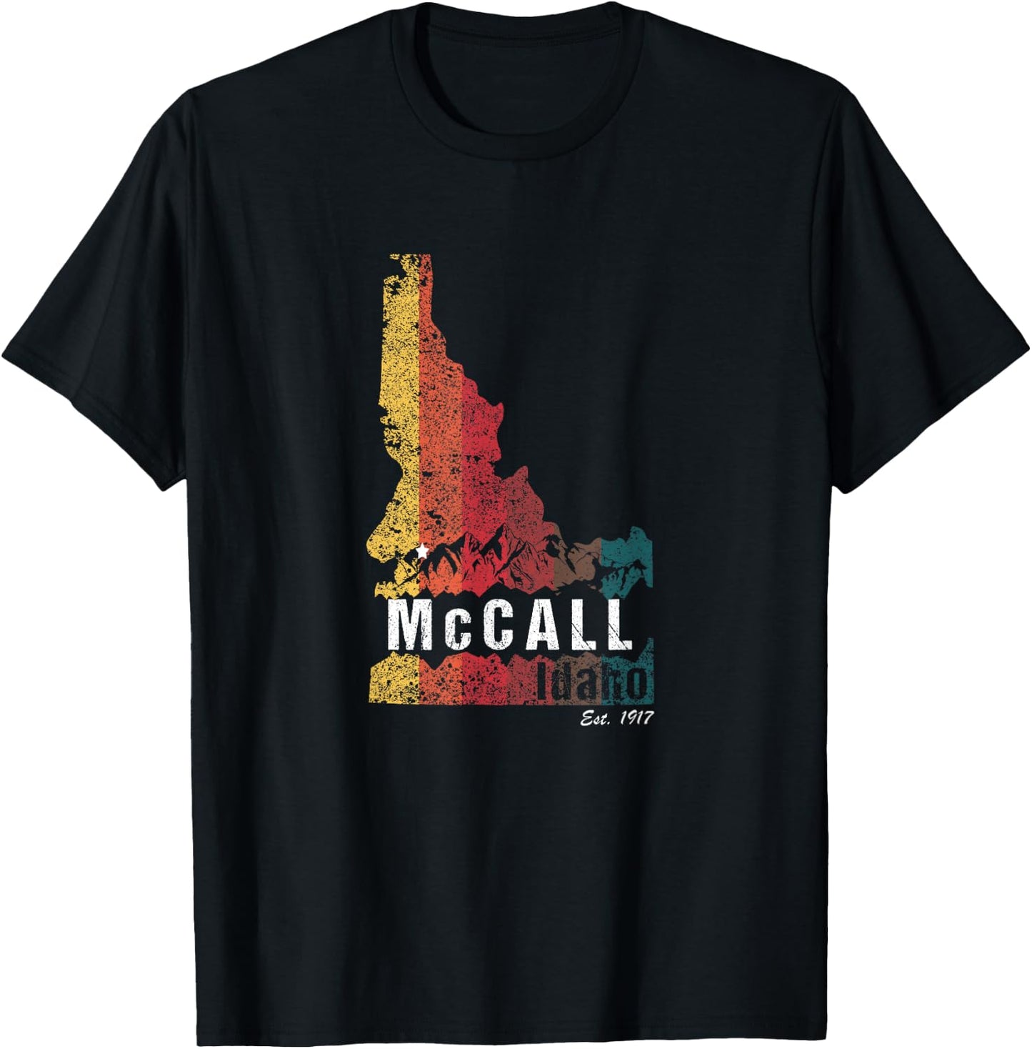 McCall Idaho ID Retro State Map Payette Lake Souvenir T-Shirt - T-Shirt | Black